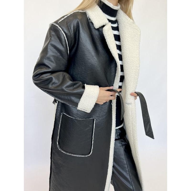 New Autumn and Winter Casual Leather Thickened Windbreaker Loose Fashion Jacket for Women XL black