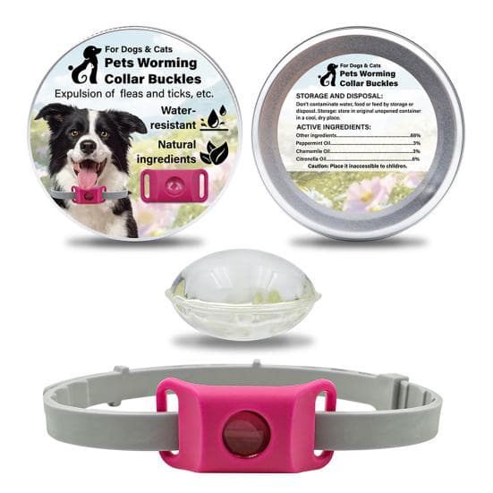 Flea Prevention Tag for Dogs Natural Ingredients Tick Repellent Tag Waterproof B pink
