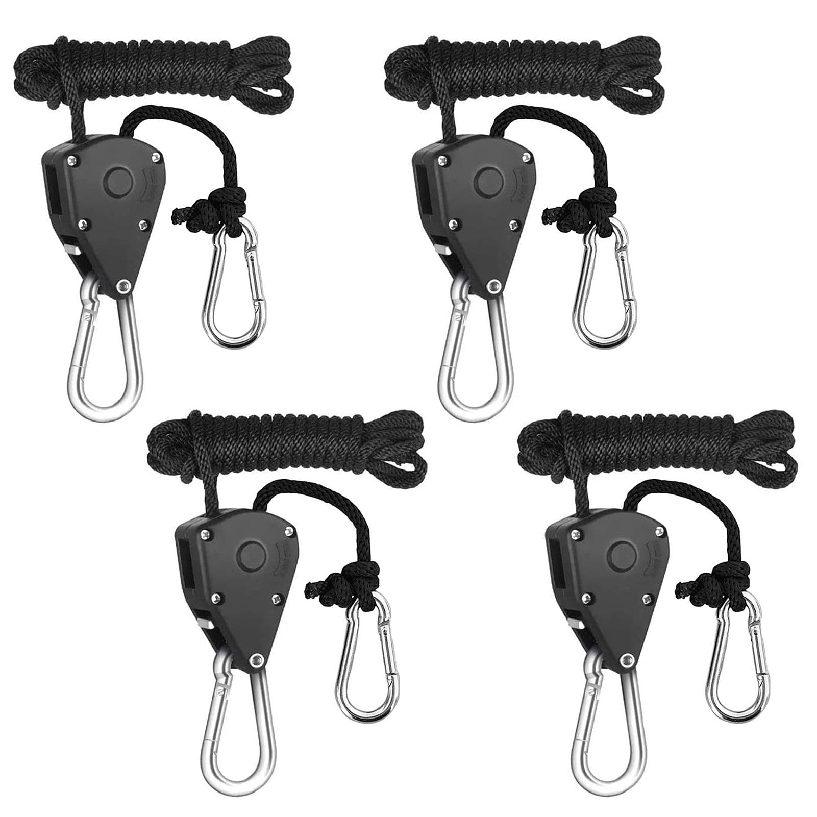 4pcs Pulley Ratchets Heavy Duty Rope Clip Hanger Adjustable Lifting Pulley Lanyard Hanger Kayak And Canoe Boat Bow Rope Lock Tie Down Strap S