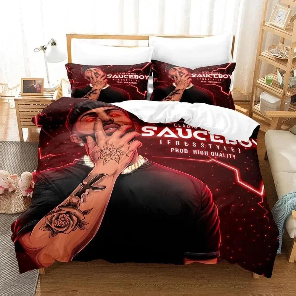 3D Print Eladio Carrion Rapper Bedding Set Duvet Cover Bed Set Quilt Cover Pillowcase Comforter king Queen Size Boys Adult 70x133cm 2pcs