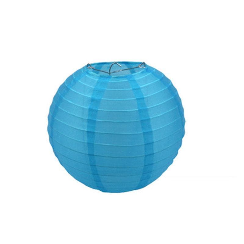 1Pcs Waterproof Lantern Outdoor Courtyard Decoration Rainproof Silk Fabric Folding Steel Wire Advertising Lanterns 10inch sky blue