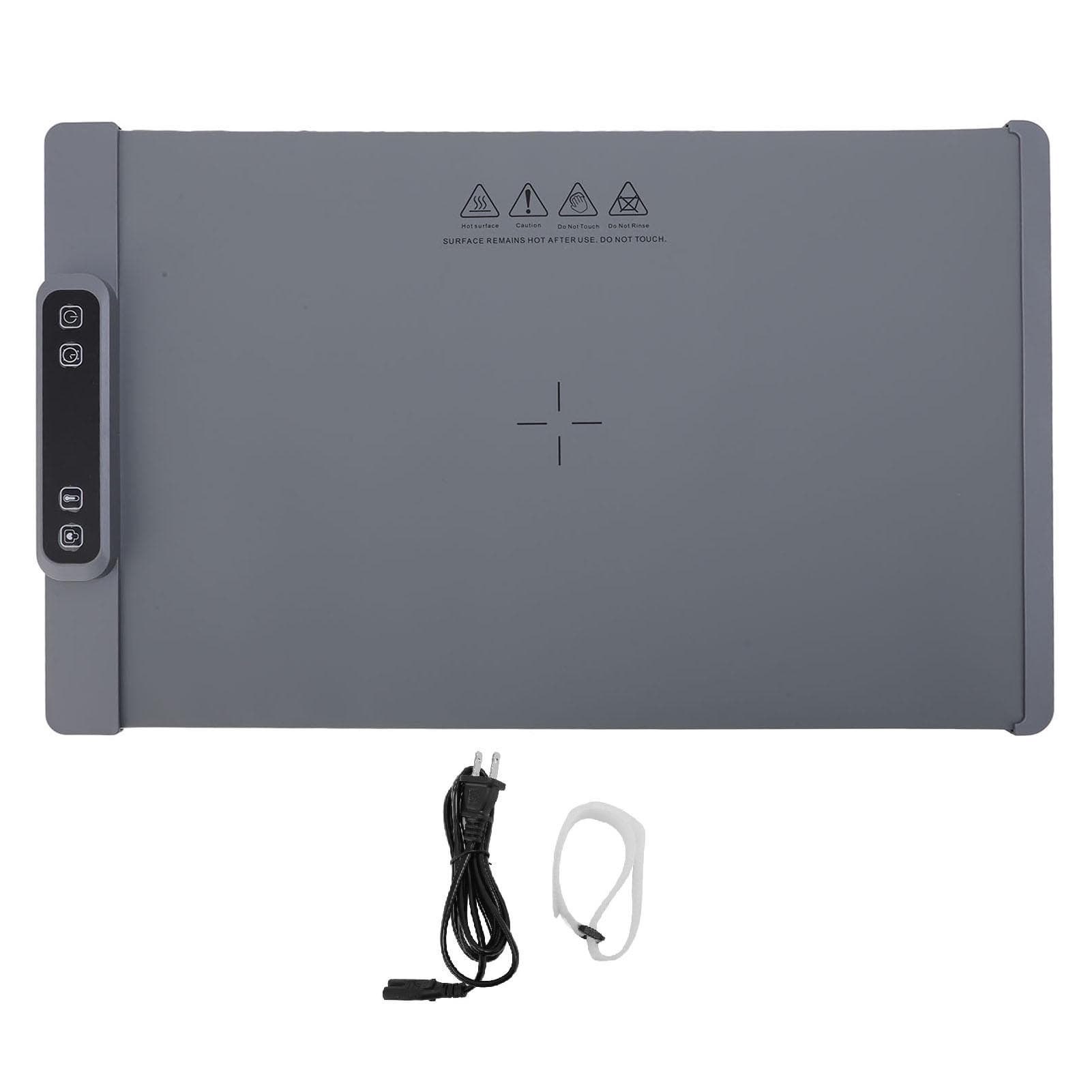 Electric Warming Tray Full Surface Heating Rollable Portable Silicone 3 Temperature Settings gray