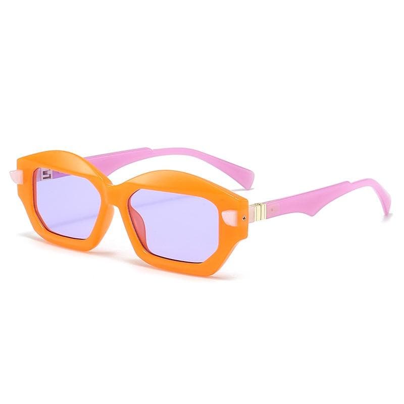Unique Irregular Square Sunglasses Women Double Color Retro Brand Design Rivets Gradient Sun Glasses UV400 as picture