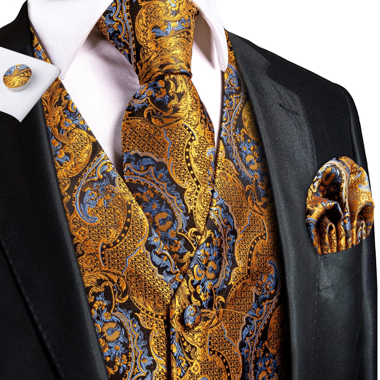50 Colors Mens Vest Sleeveless V-Neck Pockets Waistcoat Tie Set Wedding Casual 3XL