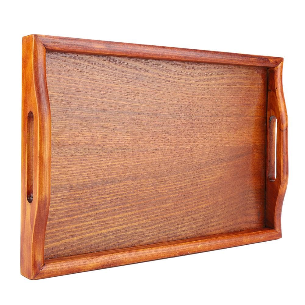 Large Wood Serving tea Water Drinks Tray Wooden Breakfast Tea Serving Tray With Handle white
