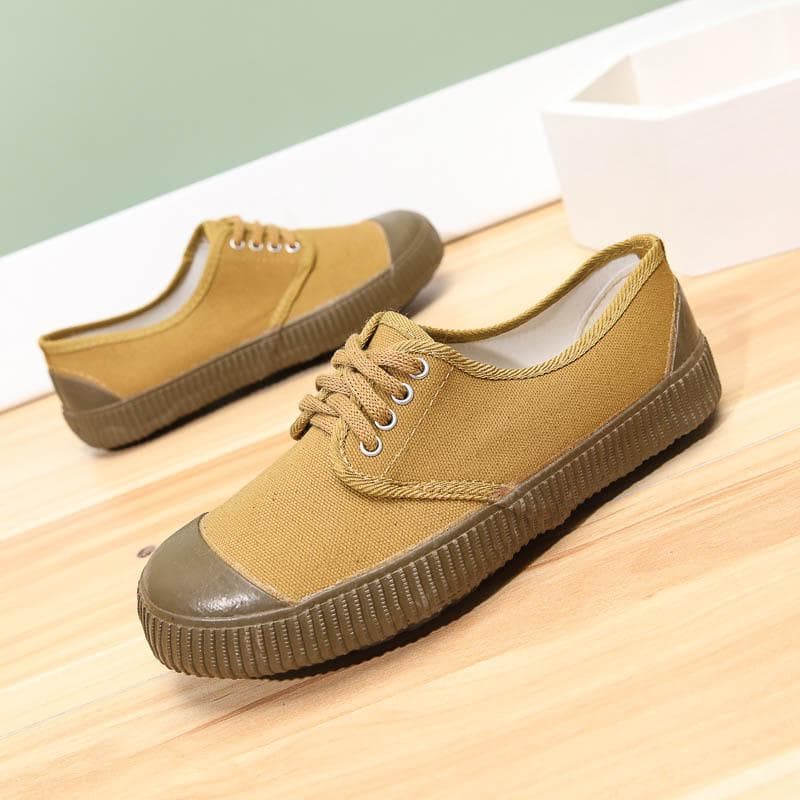 Lace-Up Low-Top Liberation Shoes, Labor Insurance Training Shoes, Filming, Old-Fashioned Yellow Rubber Shoes, Sneakers, Working Labor Canvas Shoes 44