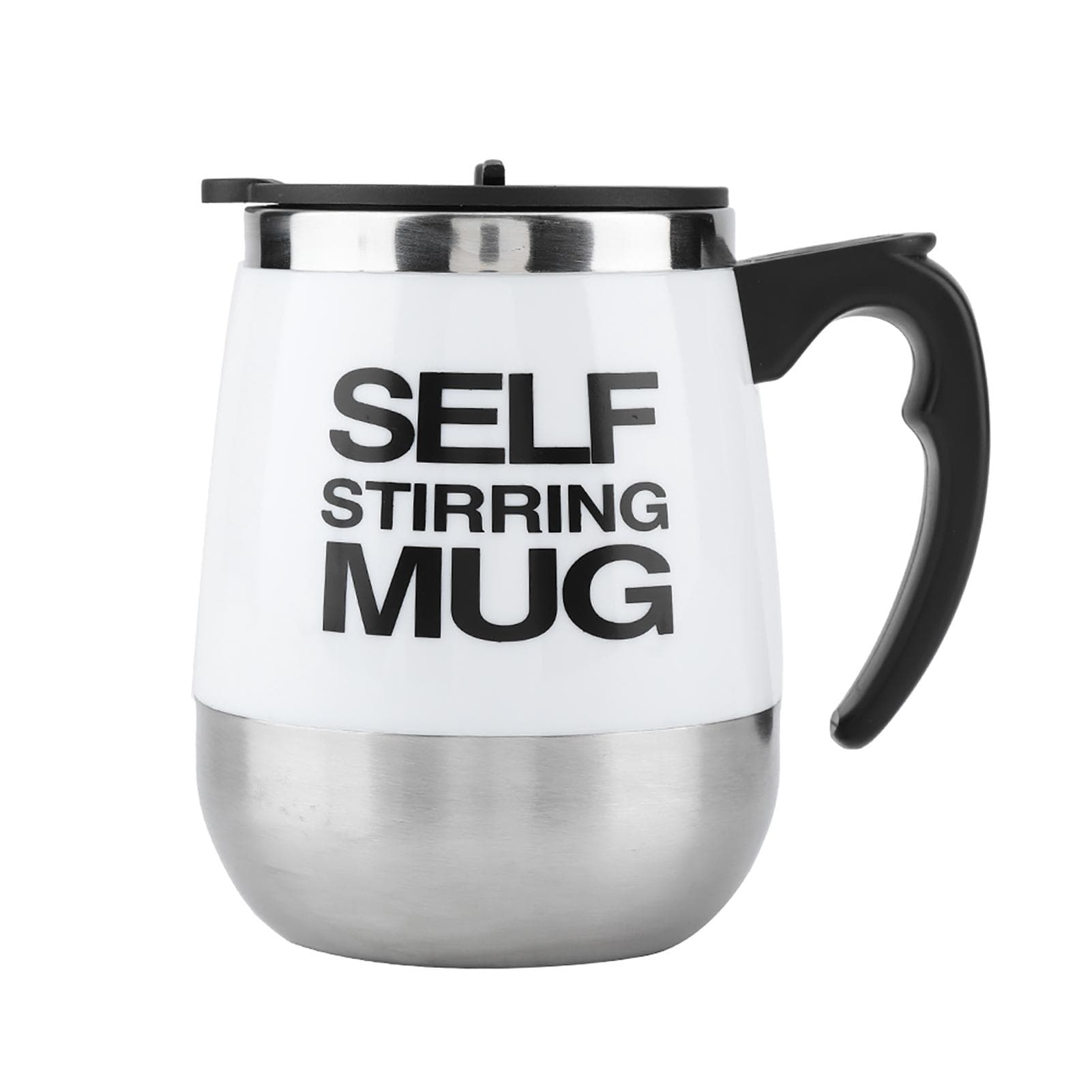Portable Electric Stainless Steel Self Mixing Cup Magnetic Stirring Coffee Mug White White