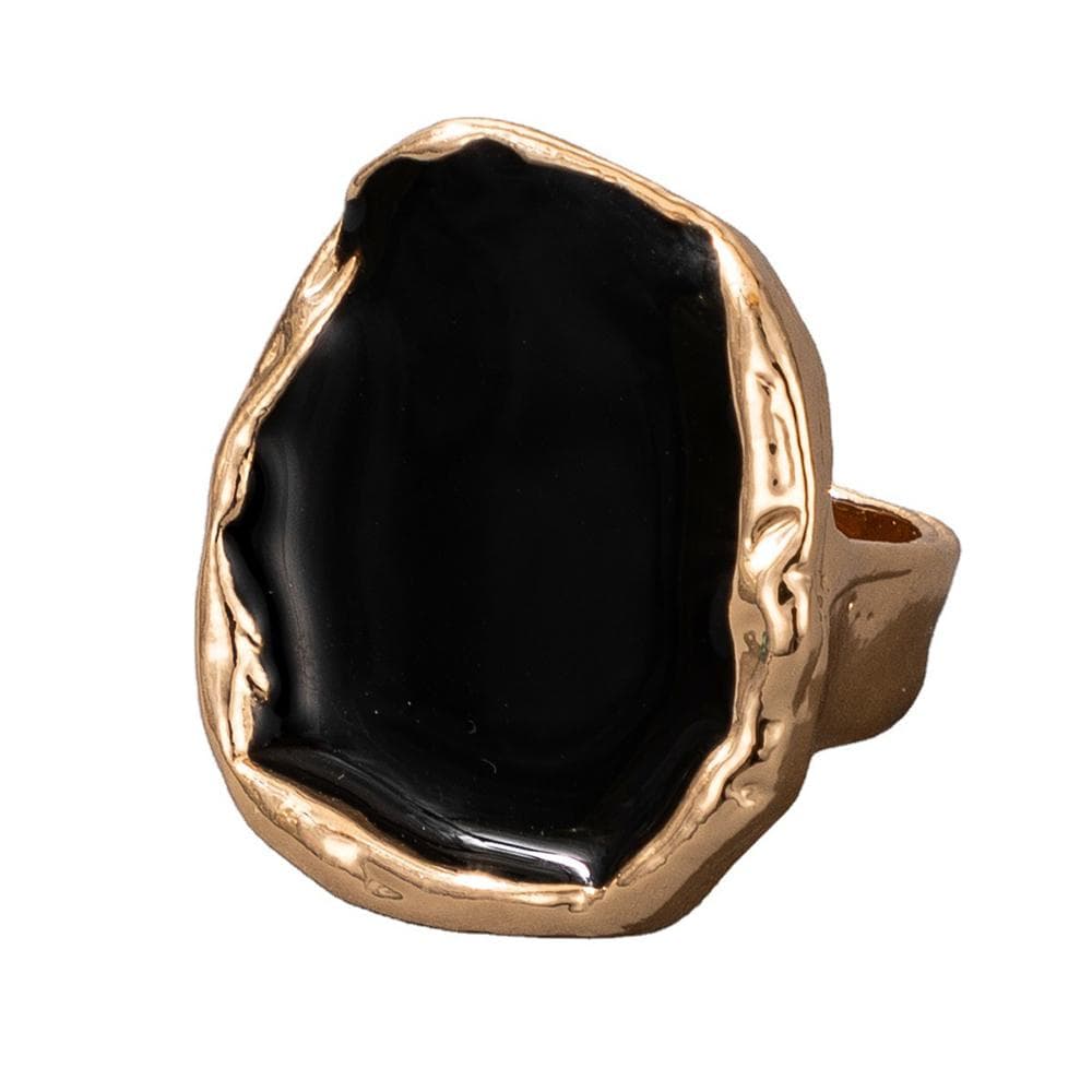 Fashion Women Ring Enamel Rings Punk Classic Black Enamel Ring Vintage Irregular Ring Jewelry Gift gold