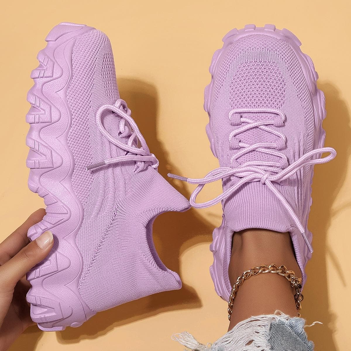 Platform White Shoes Women's New Ins Fashionable Autumn Versatile Muffin Lightweight Casual Sports Height Increasing Insole Women's Shoes 40 purple