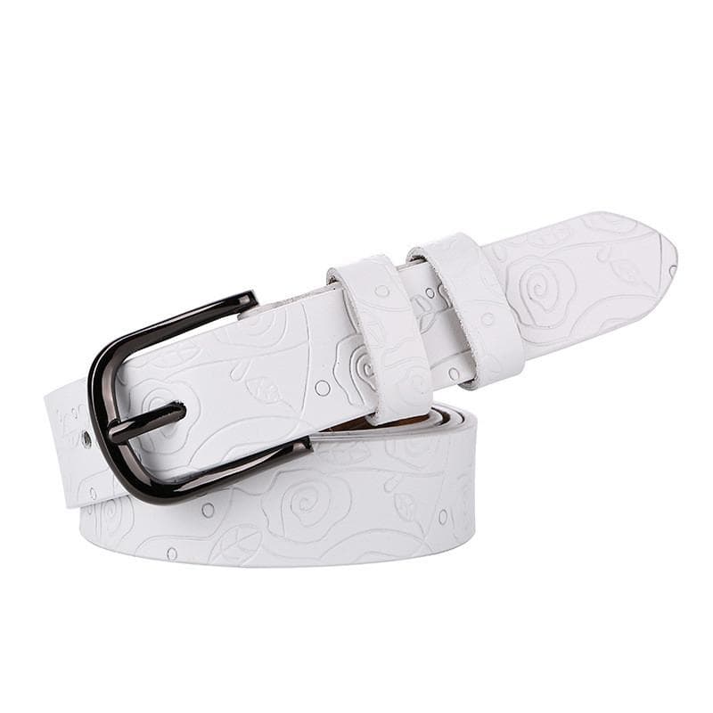 Slim Genuine Leather Belt For Women With Alloy Pin Closure And Versatile Style 120cm white
