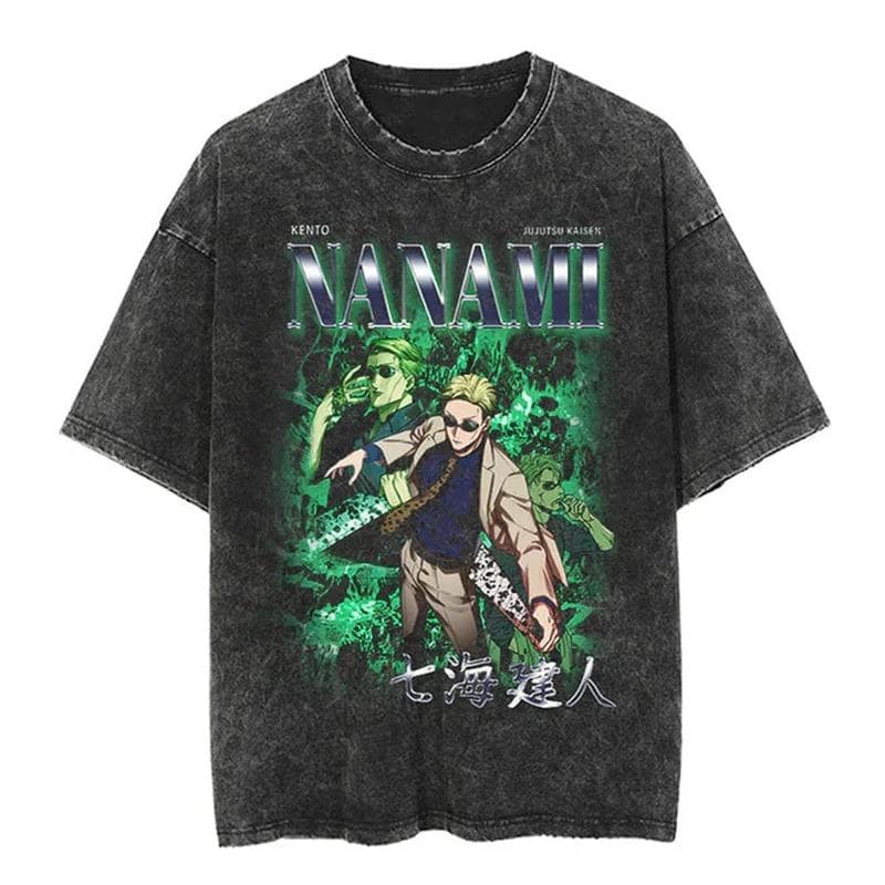 Hot Anime Jujutsu Kaisen Zenin Maki Cool Printed T-shirt Men Women Classic Tshirts Harajuku Male Washed Cotton Manga T Shirt L black/white