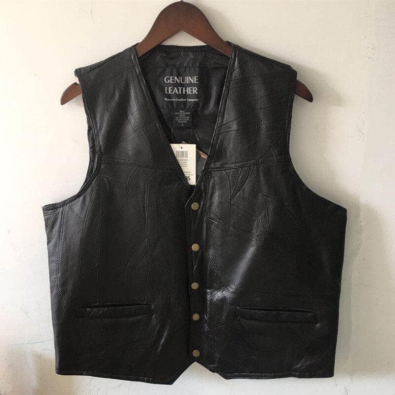 Harley Vest Leather Riding Vest+men's Suit Jacket++windproof Clean Leather Waistcoat XXL black