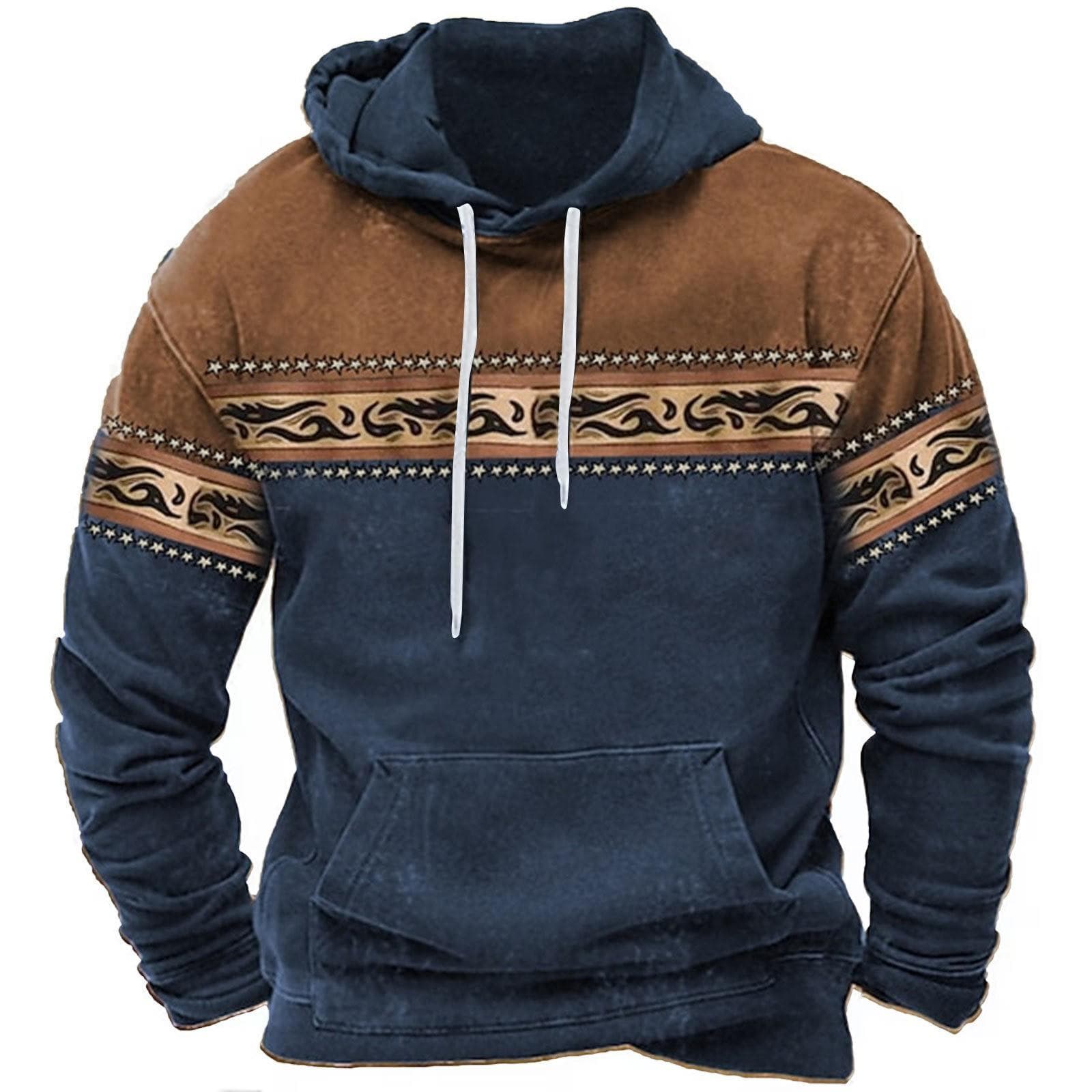 Men's Large Size 3D Printed Hooded Sweatshirt Hip Hop Trend Sweatshirt Loose Peplum Sports Tops L