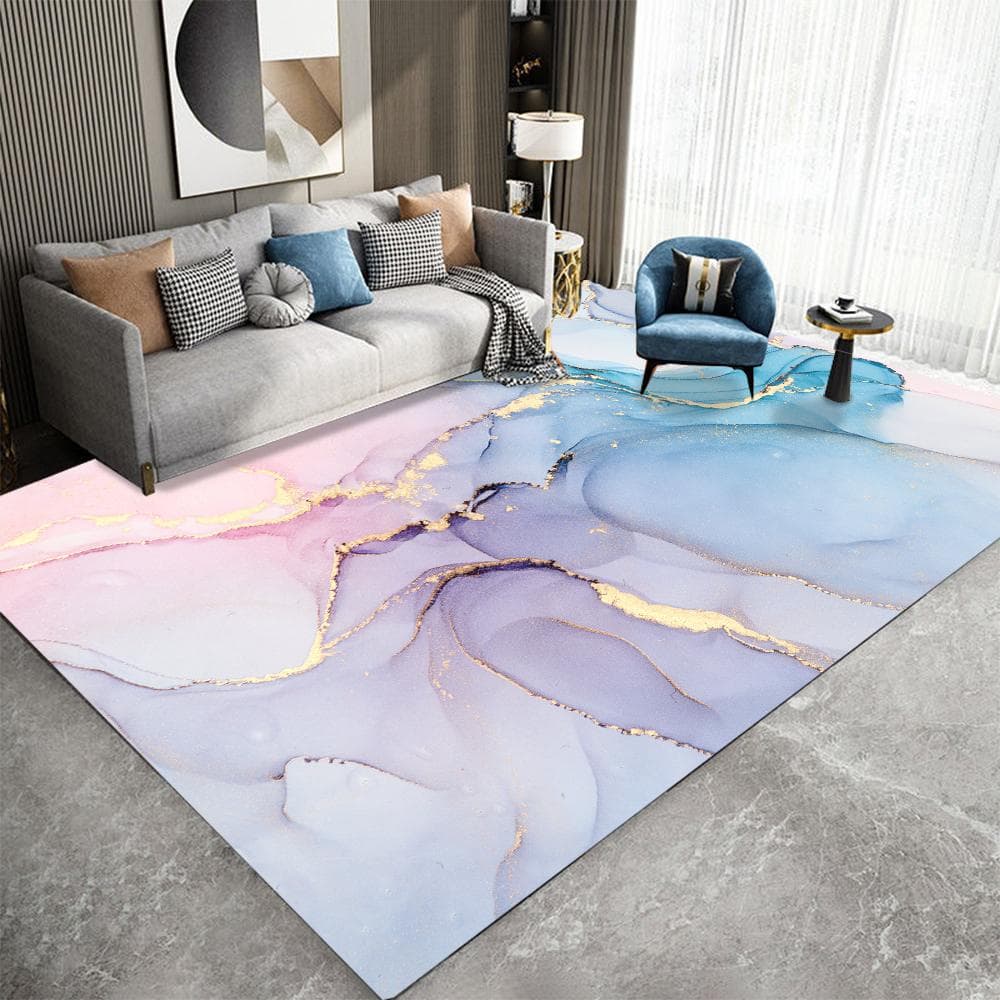 Marble Carpet for Living Room Nordic Abstract Deep Blue Gold Area Rug Living Room Bedroom Bedside Mat Luxury Home Decoration Rug 120 x160cm
