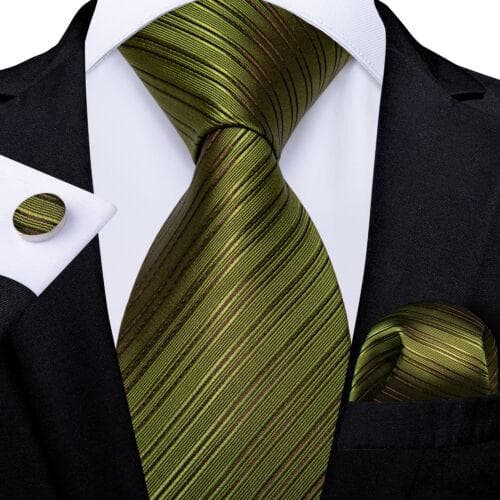 DiBanGu Mens Silk Necktie Set Striped Paisley Solid Tie Pocket Square Cufflinks N-7390