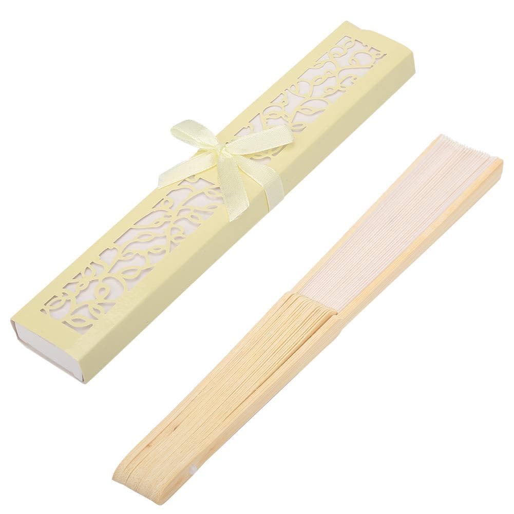 Luxurious Silk Folding Hand Fan in Laser cut Gift Box Party Favors Wedding Gifts #1