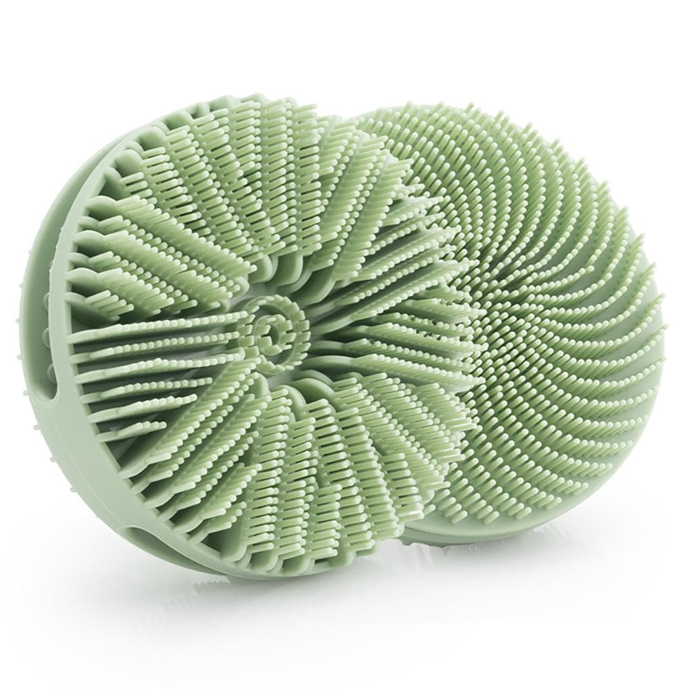 Dual-Sided Design 2-in-1 Silicone Body Scrubber Body Buffer Scrubber for Sensitive Skin Body Shower Scrubber Exfoliating Brush green