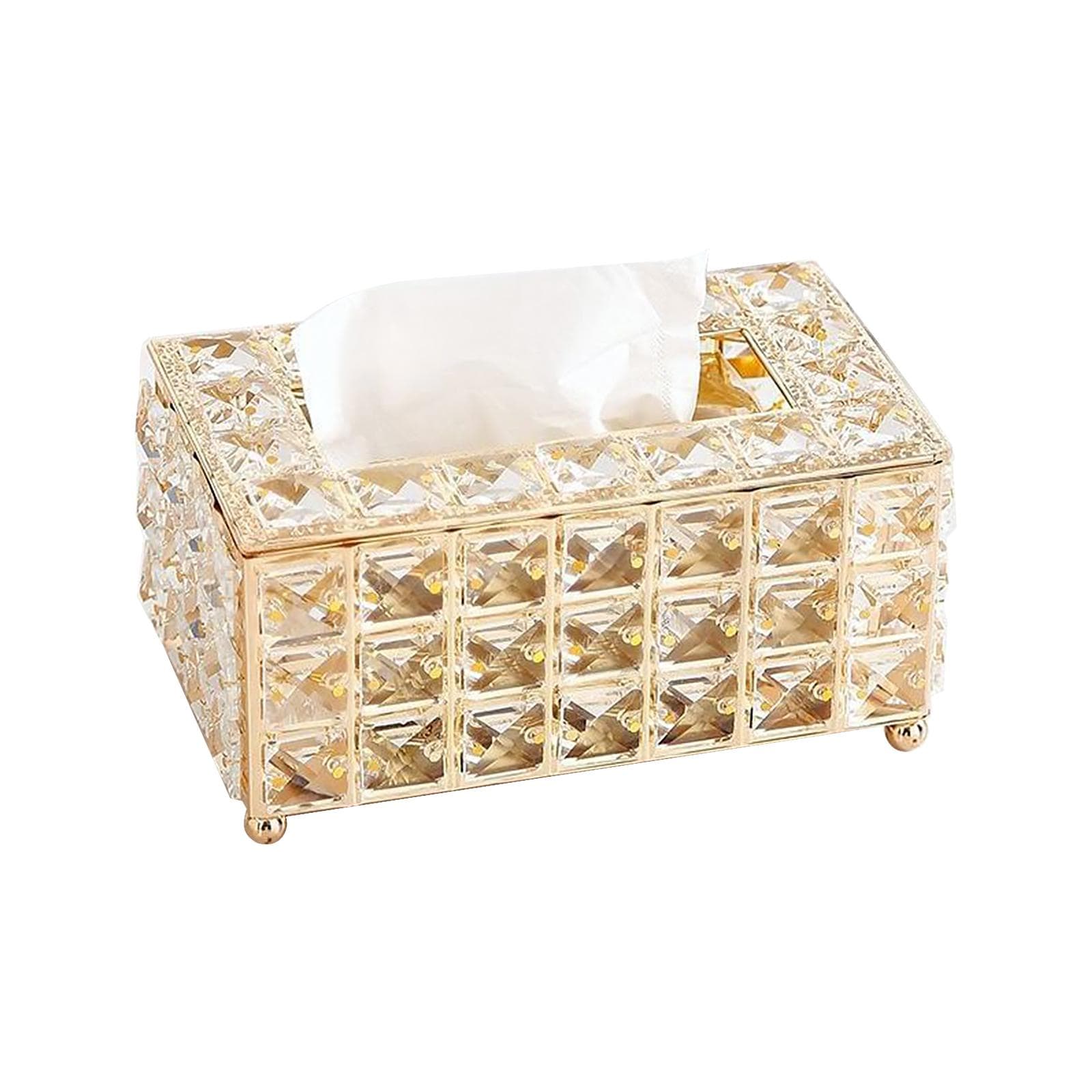 Crystal Tissue Box Rectangular Decorative Tissue Box Holder Sparkling Tissue Holder Napkin Facial gold