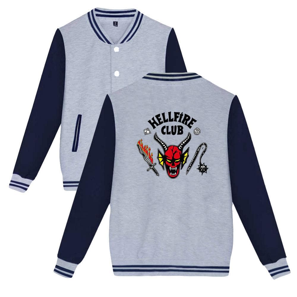 Fashion Unisex Hellfire Club Printed Sweatshirt Women/Men's Outdoor Sport Hoodie Jackets XL grey