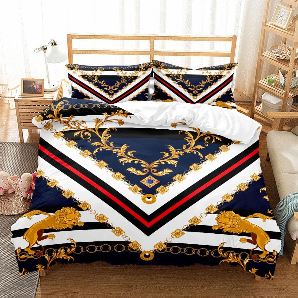 Seamless Chains Baroque Pattern Bohemian Bedding Set Small Single Twin Double Queen King Cal King Size Bed Linen Set EU single(135x200cm)