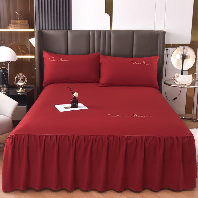 3 Pieces of Skin Friendly Bed Skirts Full Set of Bed Covers Thick Raised Lace Bed Sheets Tatami Mats Non Slip Covers 100x200cm