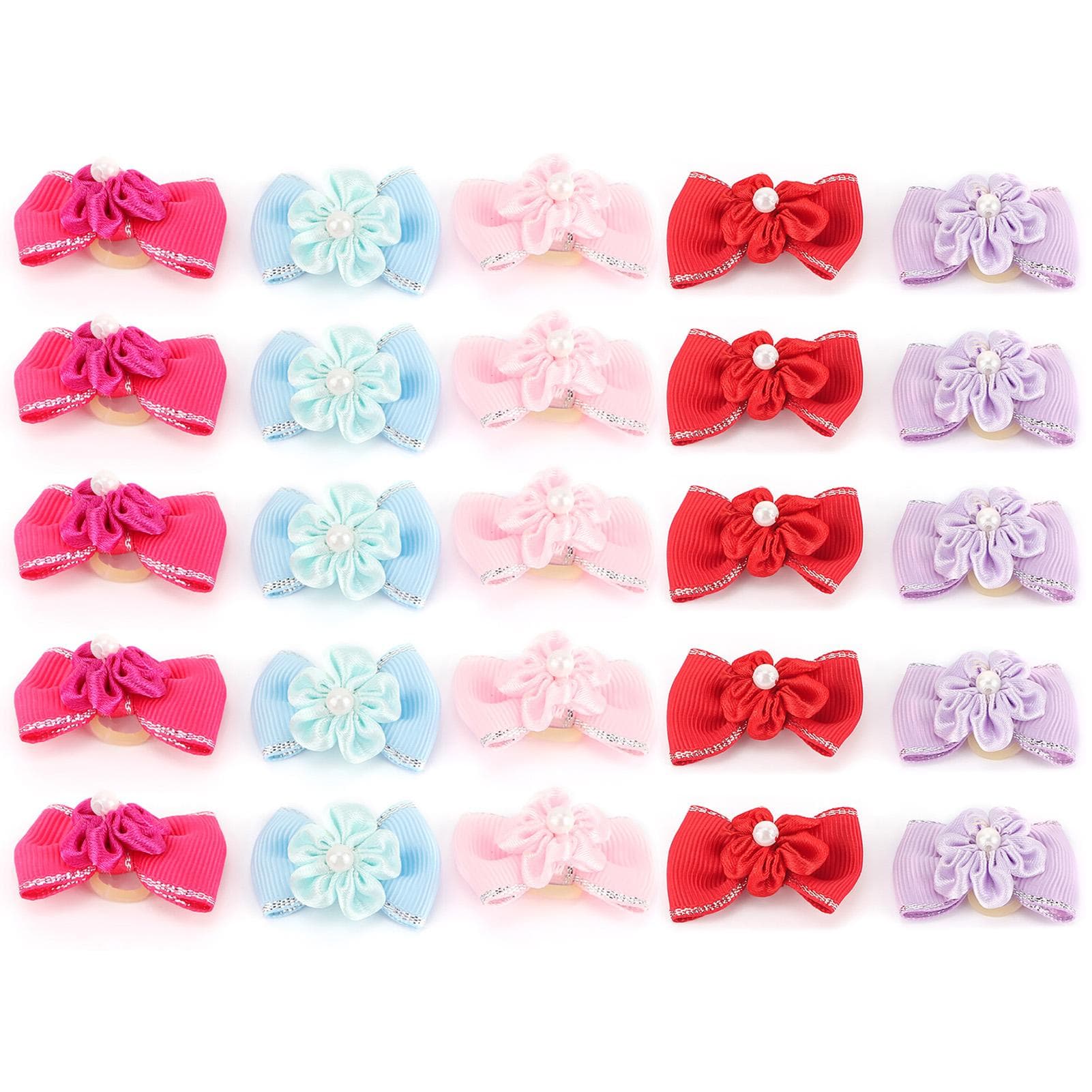 20pcs Shinning Pet Puppy Hair Bows Hair Rope Cat Dog Hair Band Headwear Grooming Accessories