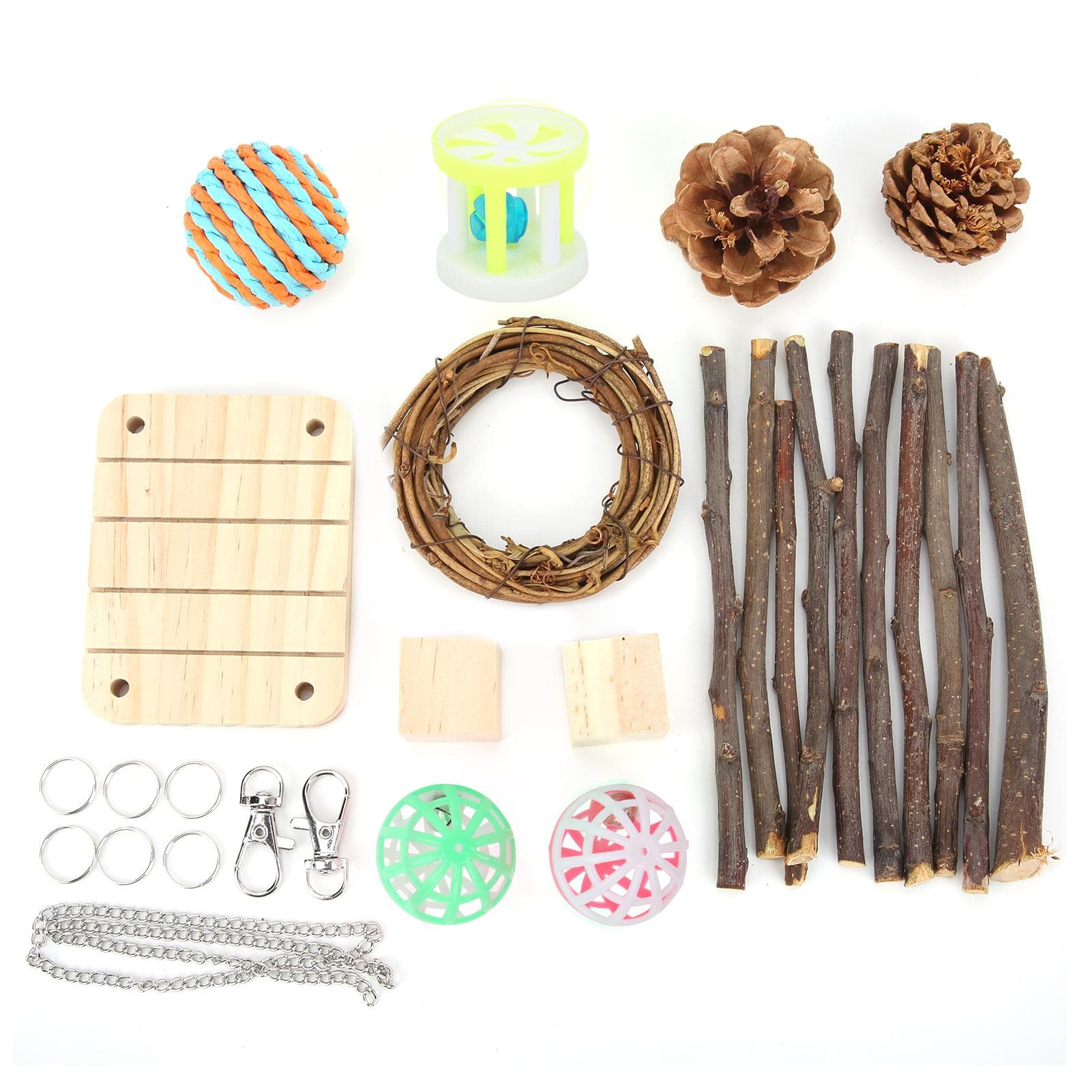 11 Pack Hamster Toys Set Natural Wooden Teeth Care Molar Toys for Hamsters Guinea Pigs Bunnies and