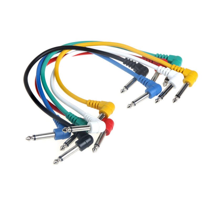Set of 6pcs Colorful Guitar Patch Cables Angled for Guitar Effect Pedals