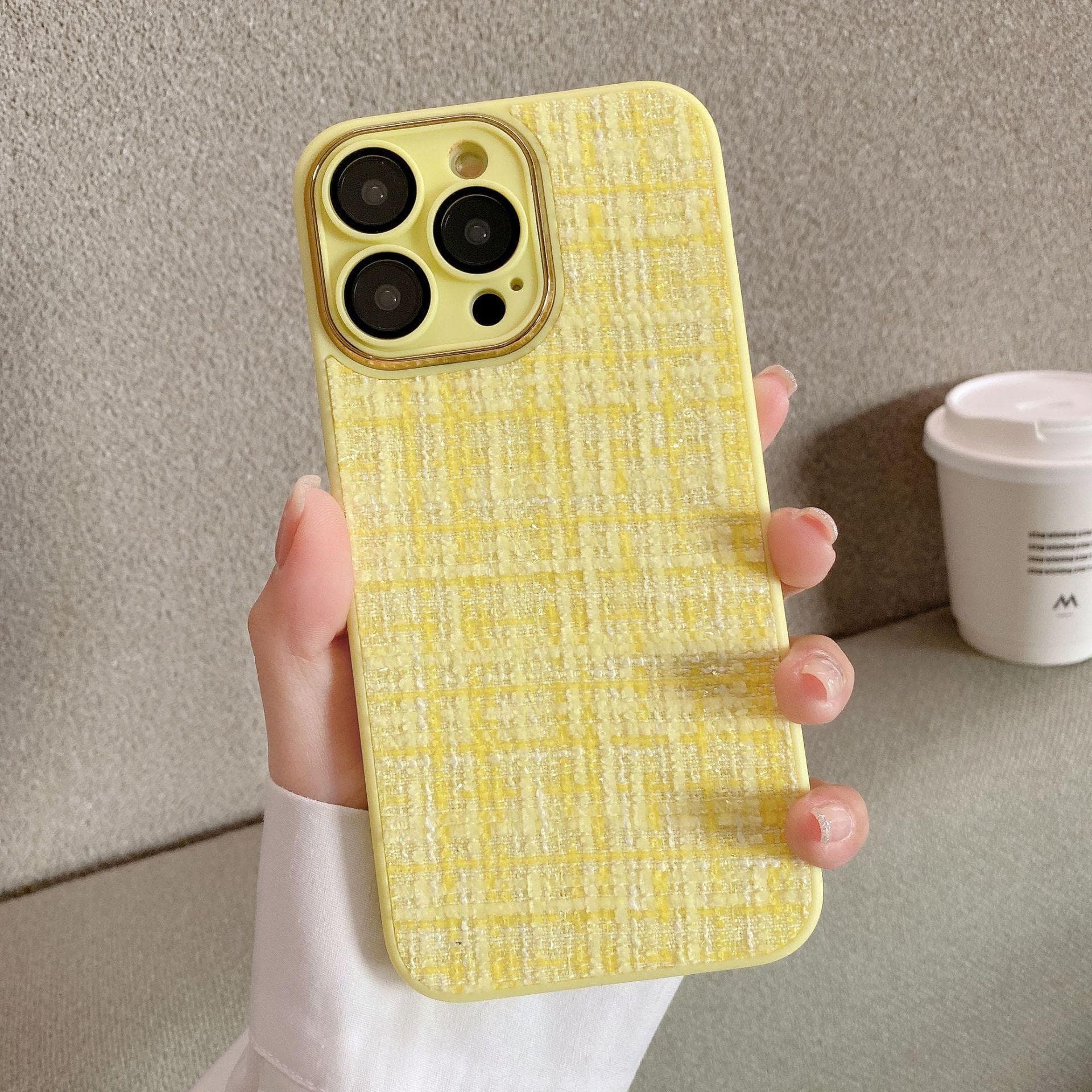 Applicable To IPhone16ProMax Small Fragrance Mobile Phone Case High-end Apple 15 Plush Cloth 14 Drop Protection Case iPhone15plus yellow