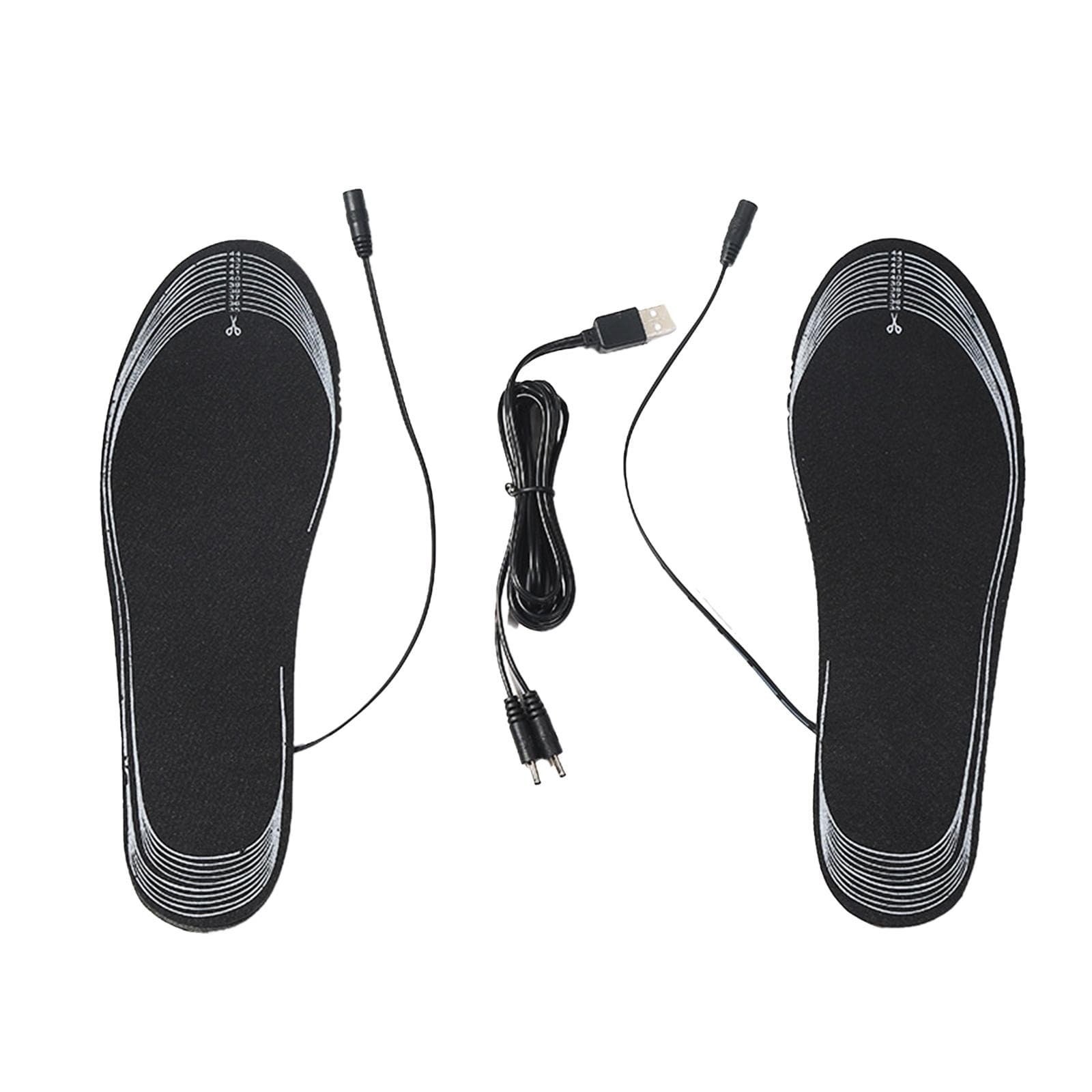 Men Women Heated Insoles USB Rechargeable Winter Warm Heated  Insoles Lightweight Free to Cut Electric Warm Insoles black