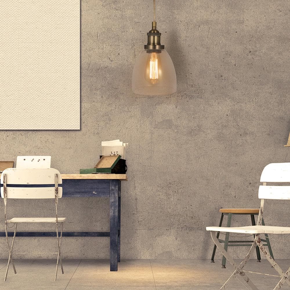 Tomshine Glass Pendant Light Lamp Retro Vintage Bulb Base Socket Simple Compact Design for Restau E27