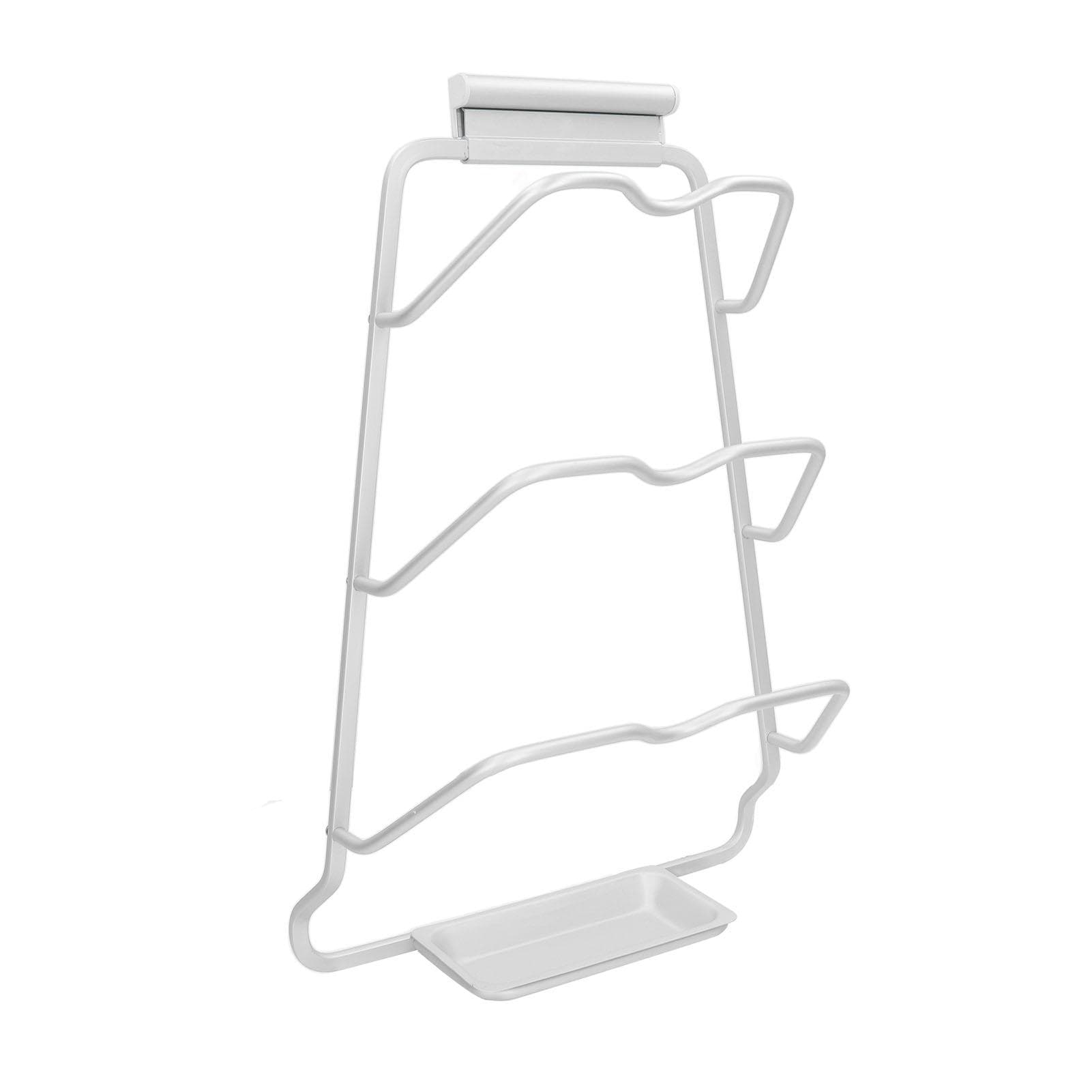 Pot Lid Organizer 30kg Load 3 Lid Capacity S Shaped Trough Space Aluminum Pot Lid Holder with Drip