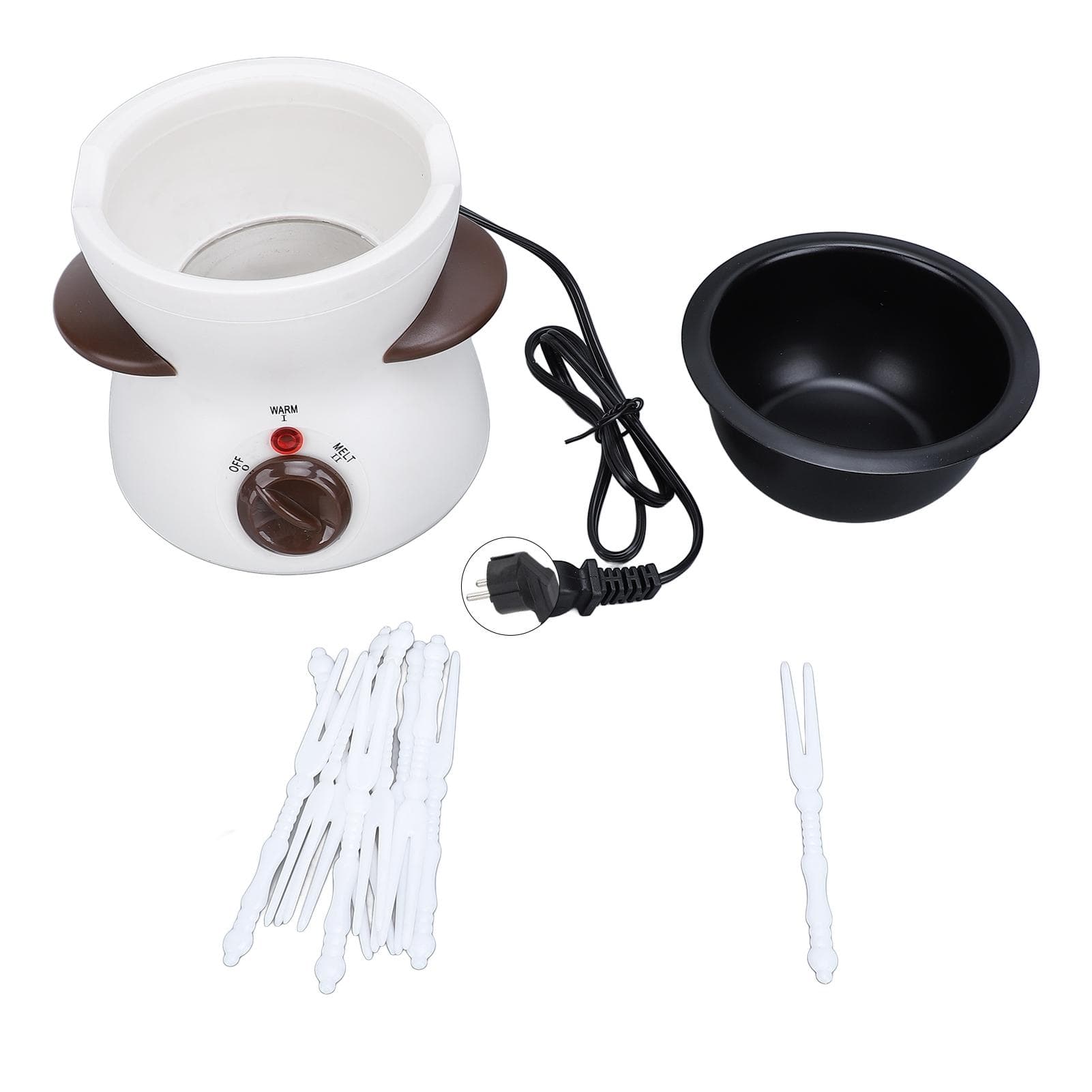 Mini Electric Fondue Pot Set with 10 Dipping Forks Chocolate Fondue Pot Melting Chocolate Small Pot L(for 6.5-9kg)