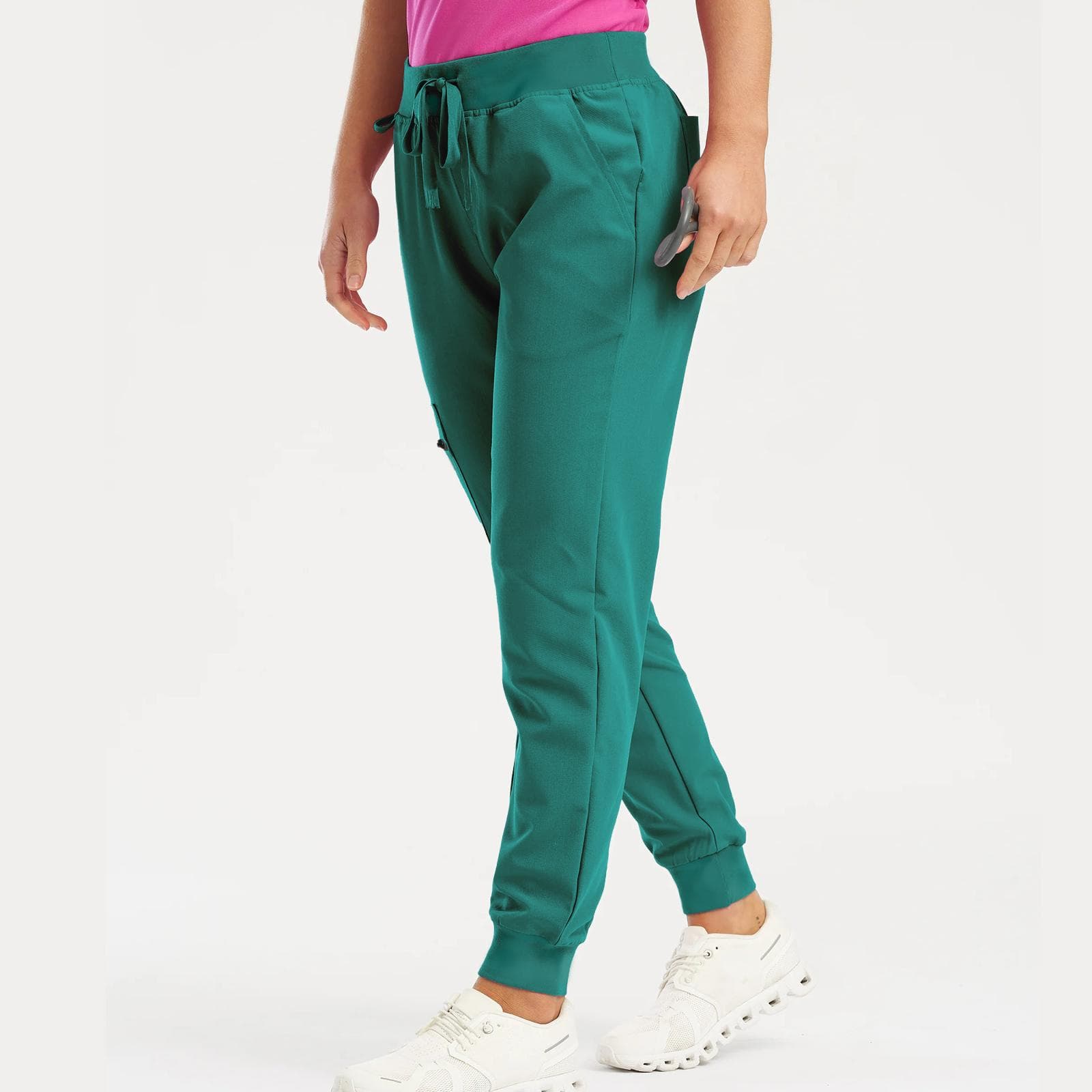 Women's Pants Solid Color Casual Sports Pants With Pockets And Drawstring Jogging Pants M green