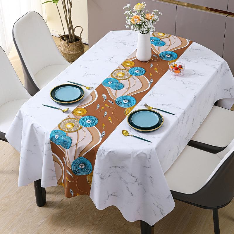 Pvc Tablecloths Household Waterproof Tablecloths Decorative Oil-proof Table Cover Anti-scalding Table Cloth Dust Cover 100x160cm