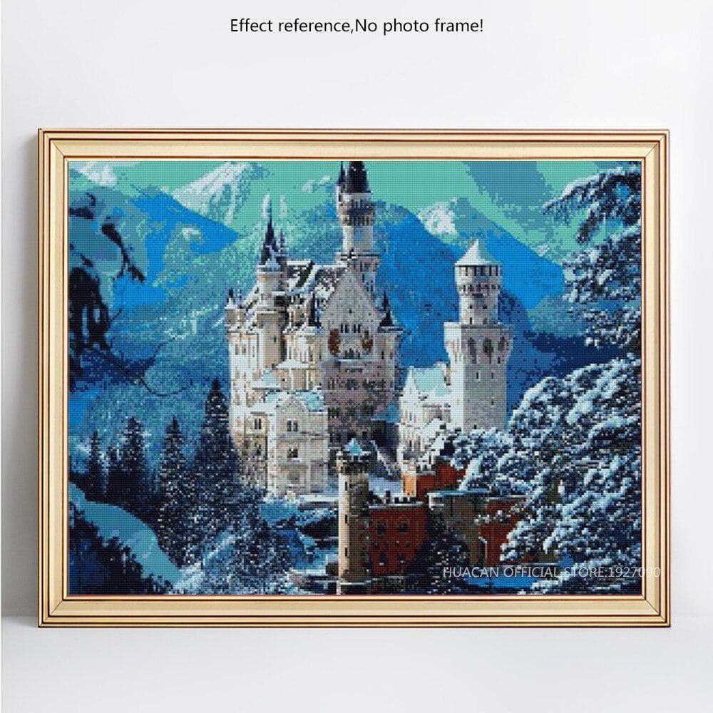 Diamond Painting Castle Winter 5D DIY Cross Stitch Full Display Diamond Embroidery 20X30CM