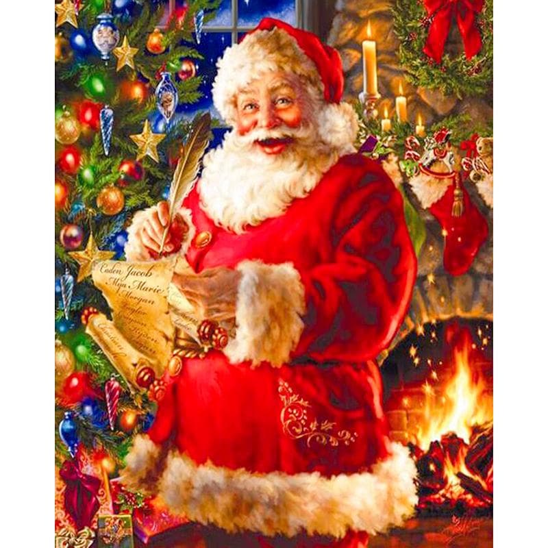Diamond Embroidery Diamond Happy Santa Claus Cross Stitch Round Diamond Painting Diamond Painting 20X30CM