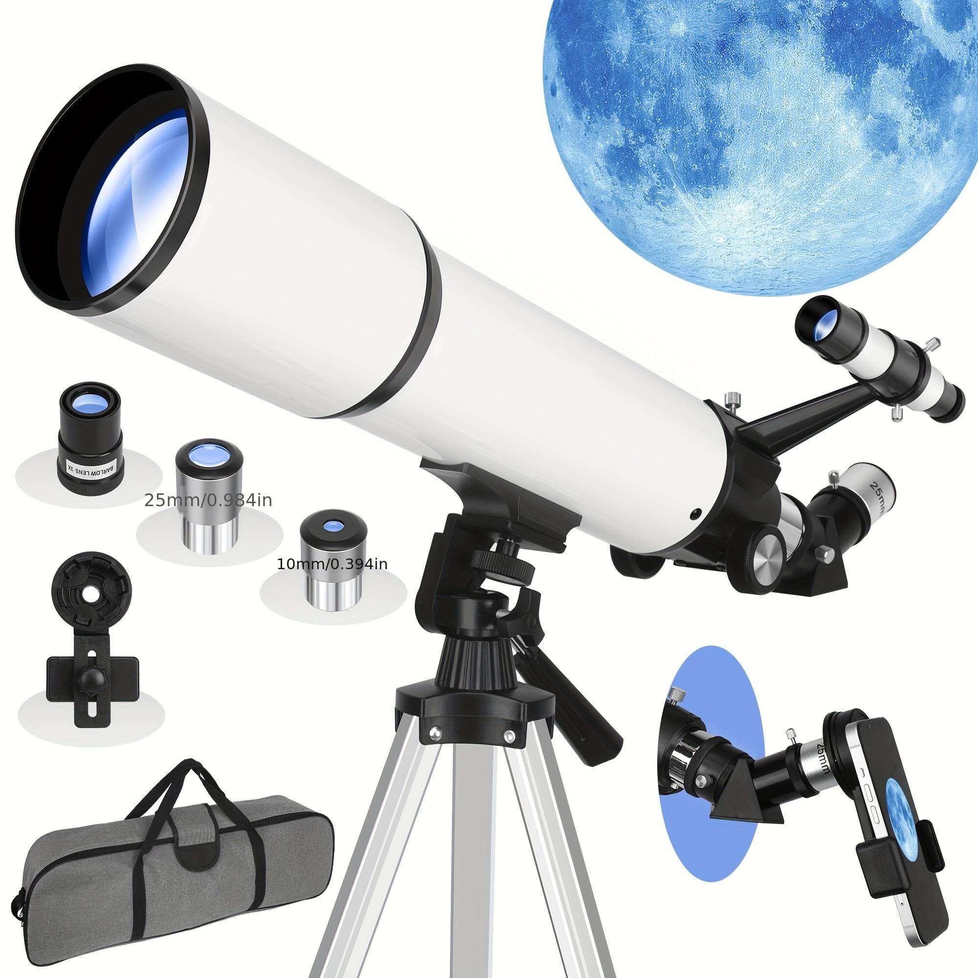 Telescope for Adults Astronomy, 80mm Aperture 600mm Refractor Telescope Beginners, Fully Multi-Coated Optics High Transmission Telescopes 80600