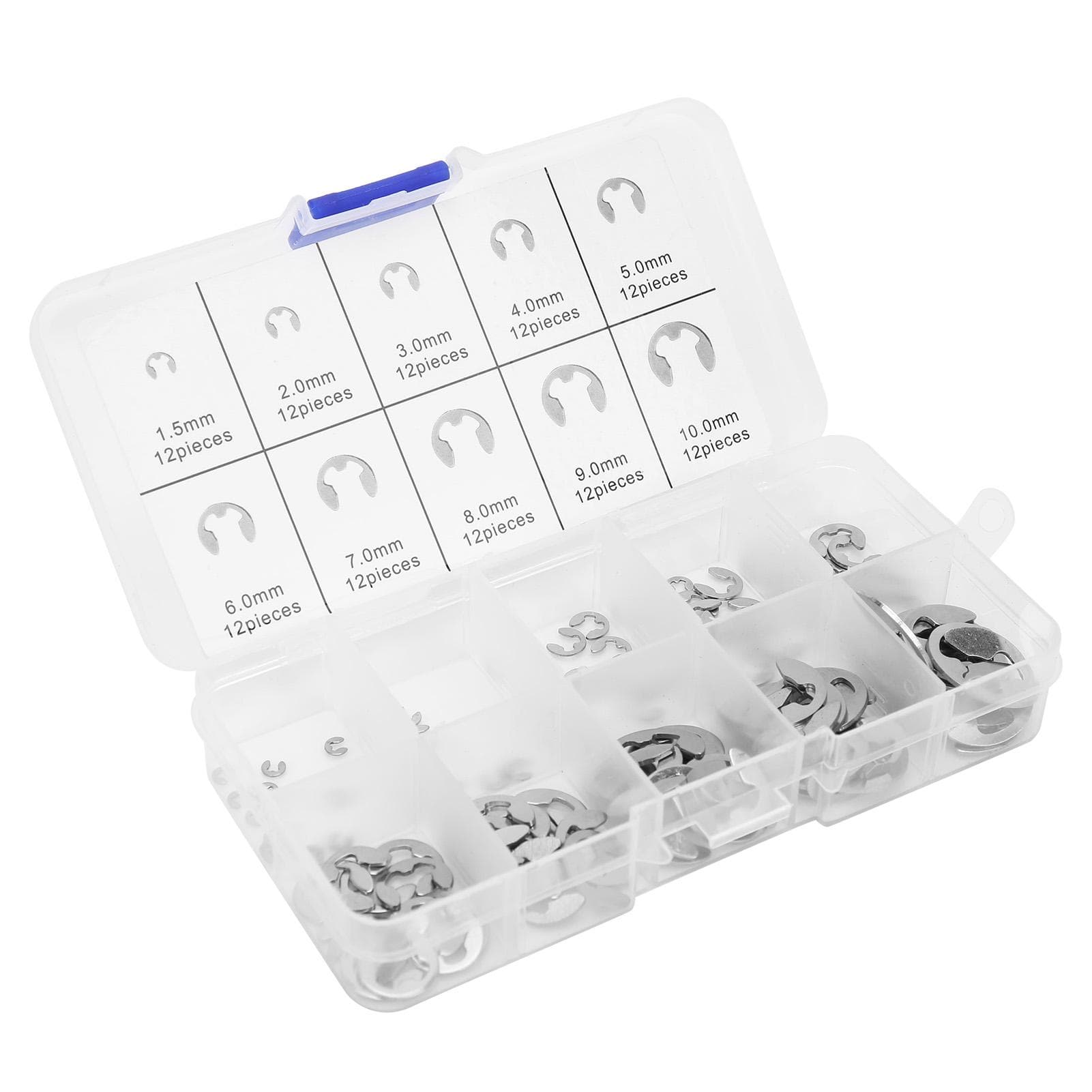 120Pcs E Clip Washer Kit Stainless Steel Open Retaining Lock Ring Shaft Circlip M1.5M10
