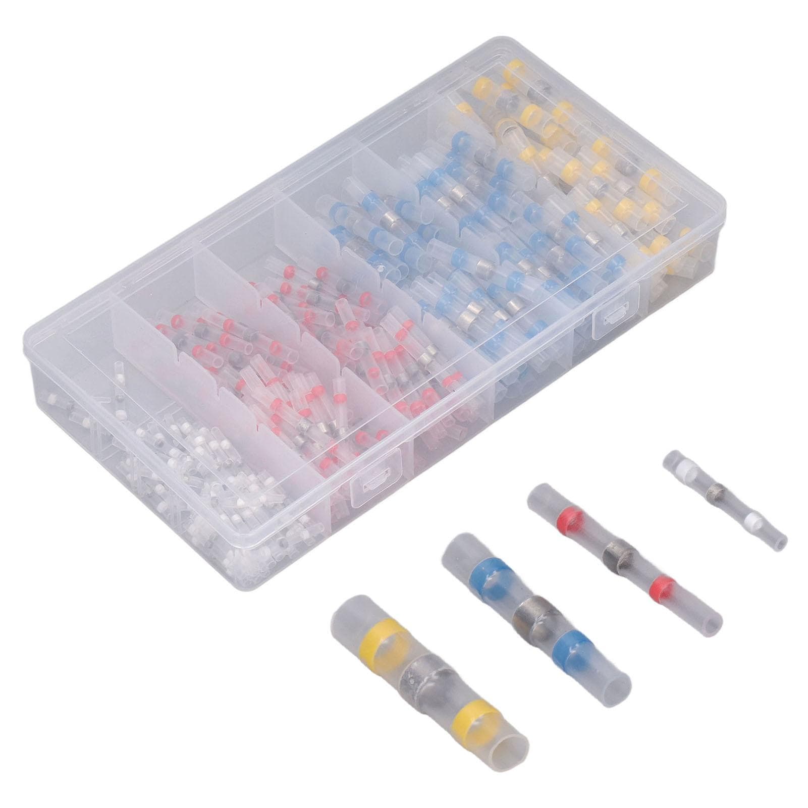 200Pcs Heat Shrink Wire Connector Butt Crimp Terminal Waterproof Insulated Set Kit