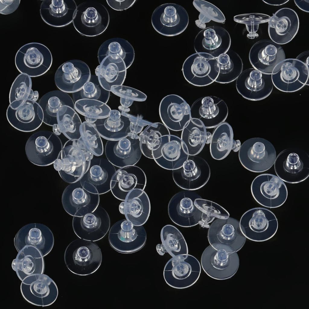 100Pcs Transparent Silicone Earring Stopper Posts Earring Findings Back Nuts clear