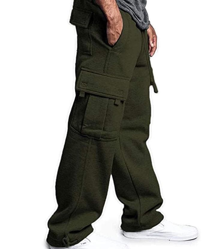 2024 Men's Multi-Pocket Sports Casual Drawstring Trousers with Cuffed Loose Fit Size S