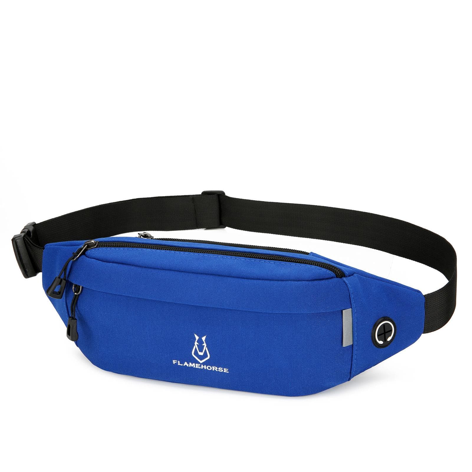 Waterproof Waist Pack Oxford Cloth Fanny Pack Crossbody Bag with Headphone Jack for Jogging Hiking royal blue