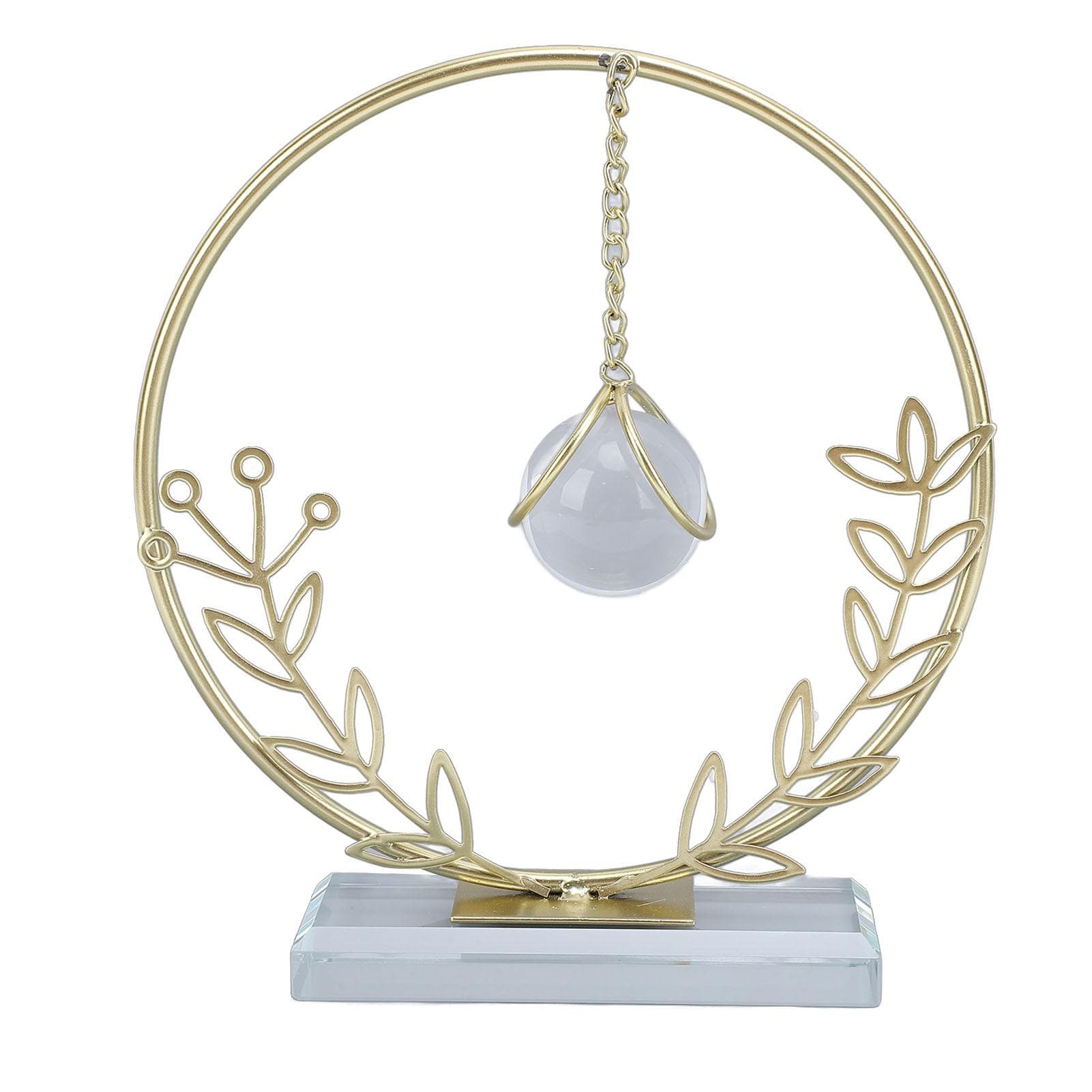Metal Leaf Crystal Ball Decoration Creative Hand Soldered Iron Art Crystal Ball Ornament for Office
