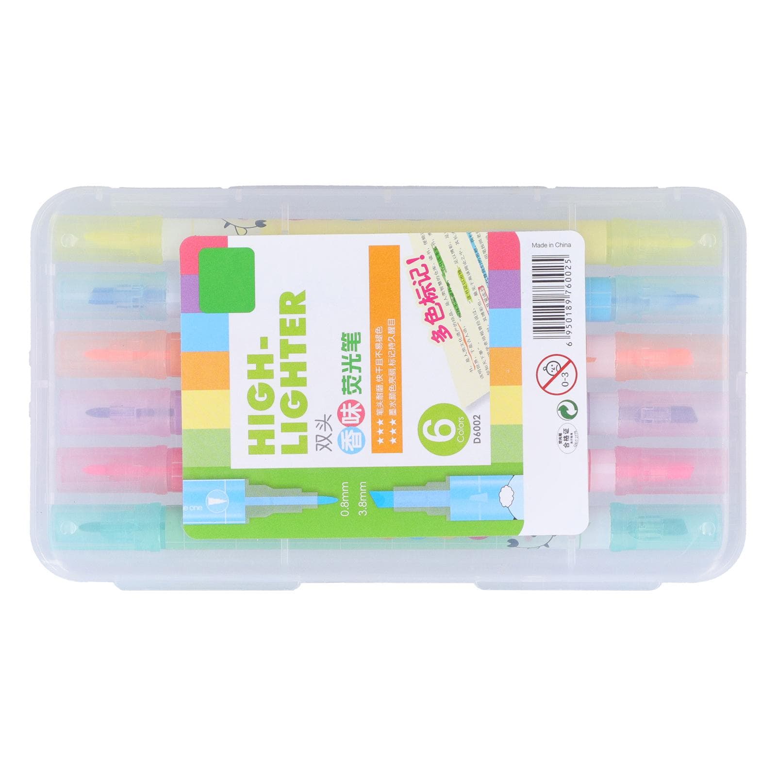 6Pcs Highlighter Pens Chisel Tip Candy Color WaterBased Drawing Graffiti Art Tool 1Pc Box