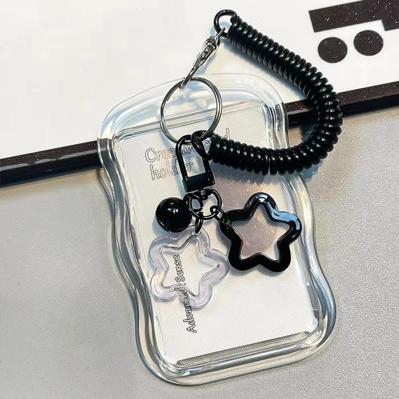 Bus Card Student Card Case Photo Protector Creative Design Kpop Photocard Holder Transparent Card Holder Keychain Photo Sleeves black