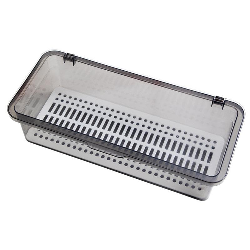 Chopstick box tea set tableware storage box dust-proof cotton swab box kitchen tableware storage gray