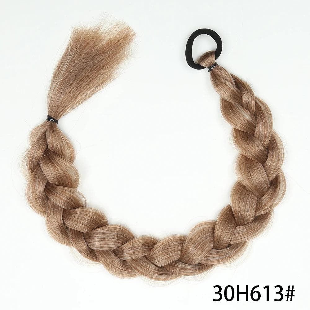 Synthetic Long Twist Braid Ponytail Extensions With Rubber Band 24 Inch Boxing Braided Hair Extensions For Women Daily Use 24inch