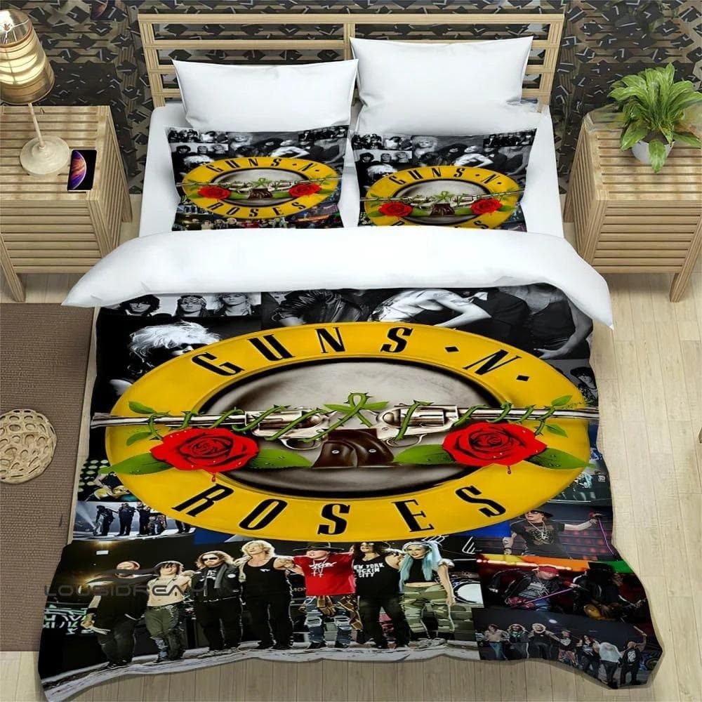 Rock Band Guns N' Roses Bedding Sets exquisite bed supplies set duvet cover bed comforter set bedding set luxury birthday gift AU Single 140x210cm