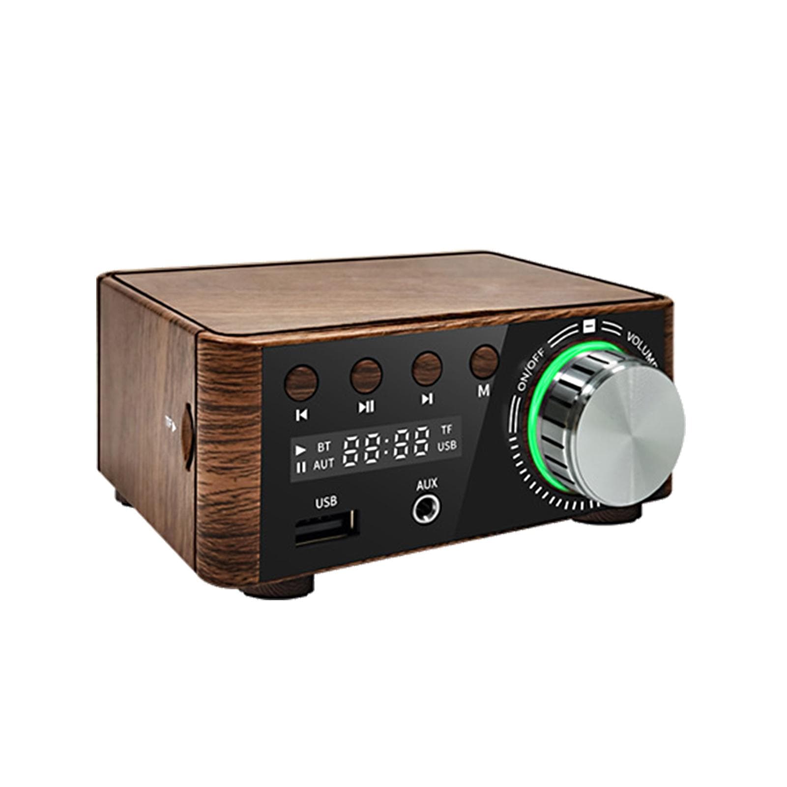 BT 5.0 Digital Power Amplifier 2x50W Dual Channel Audio System Lossless Stereo Sound Receiver Box US Plug burlywood